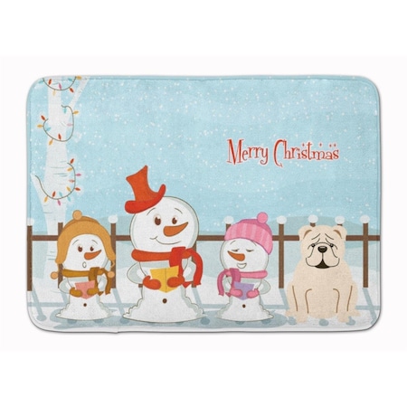 Carolines Treasures Merry Christmas English Bulldog White Machine Washable Memory Foam Mat BB2454RUG